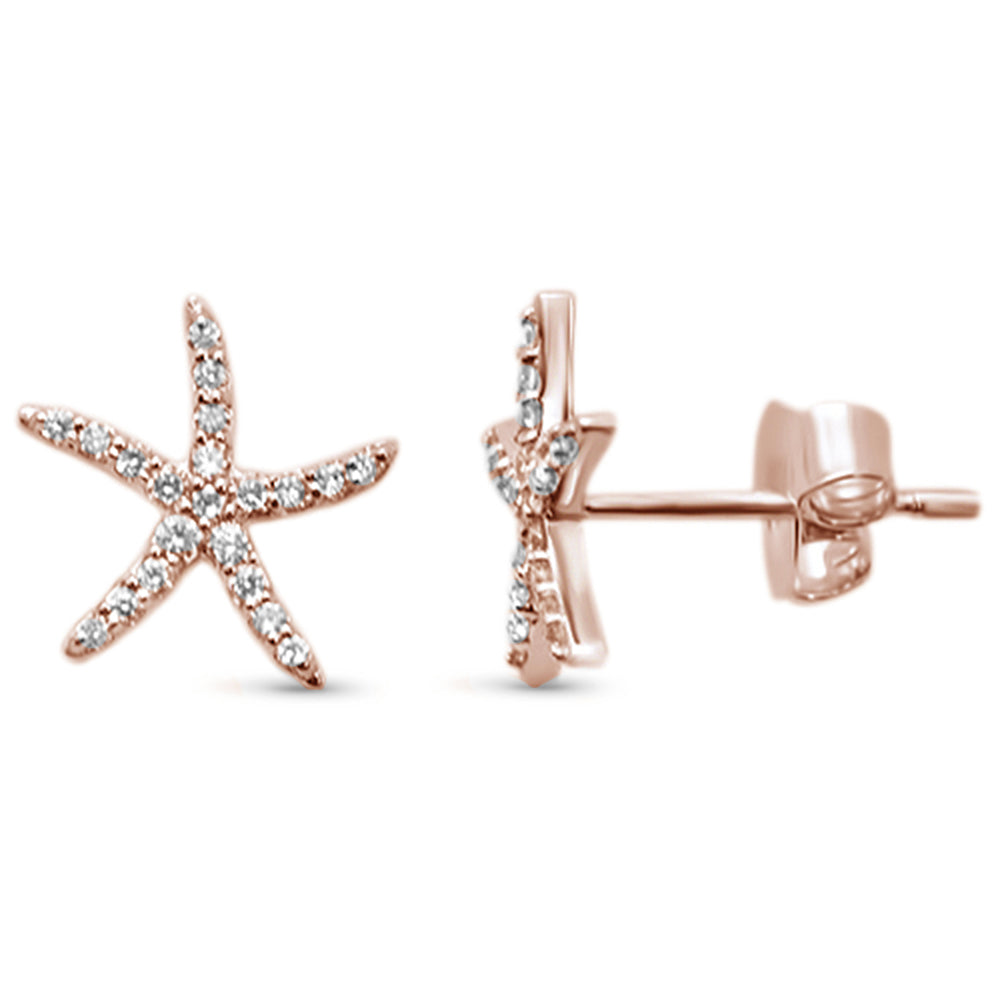 DIAMOND CLOSEOUT! .19ct 14KT Rose Gold Trendy Starfish Diamond Stud Earrings