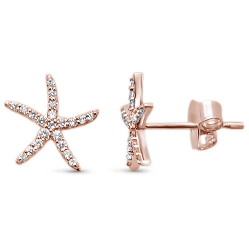 DIAMOND CLOSEOUT! .19ct 14KT Rose Gold Trendy Starfish Diamond Stud Earrings