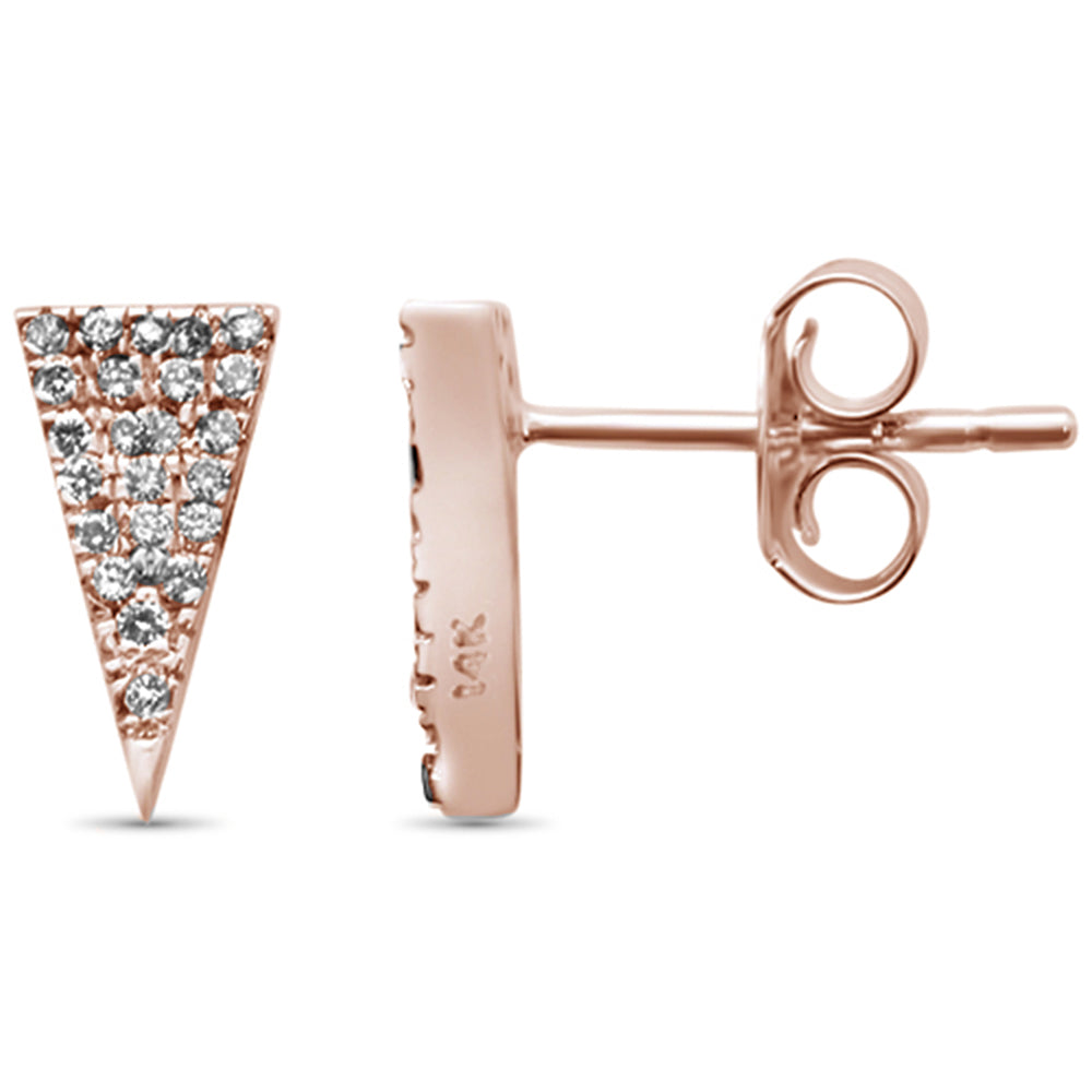 DIAMOND CLOSEOUT!  .16ct 14KT Rose Gold Geometric Triangle Trendy Diamond Stud Earrings