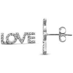 DIAMOND  CLOSEOUT!  .25ct 14KT White Gold Love Script Heart Trendy Diamond Stud Earrings