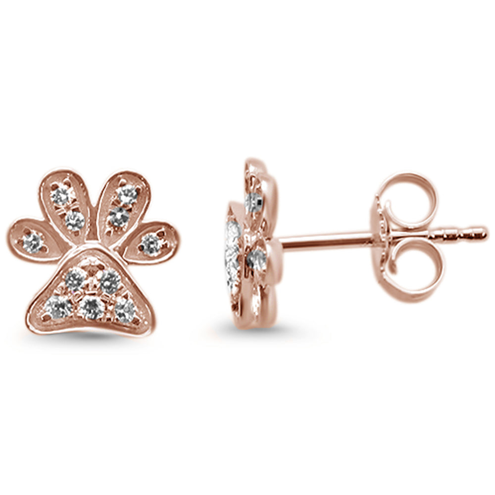 DIAMOND CLOSEOUT! .16ct 14KT Rose Gold Trendy Paw Print Diamond Stud Earrings
