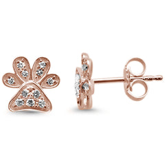DIAMOND CLOSEOUT! .16ct 14KT Rose Gold Trendy Paw Print Diamond Stud Earrings