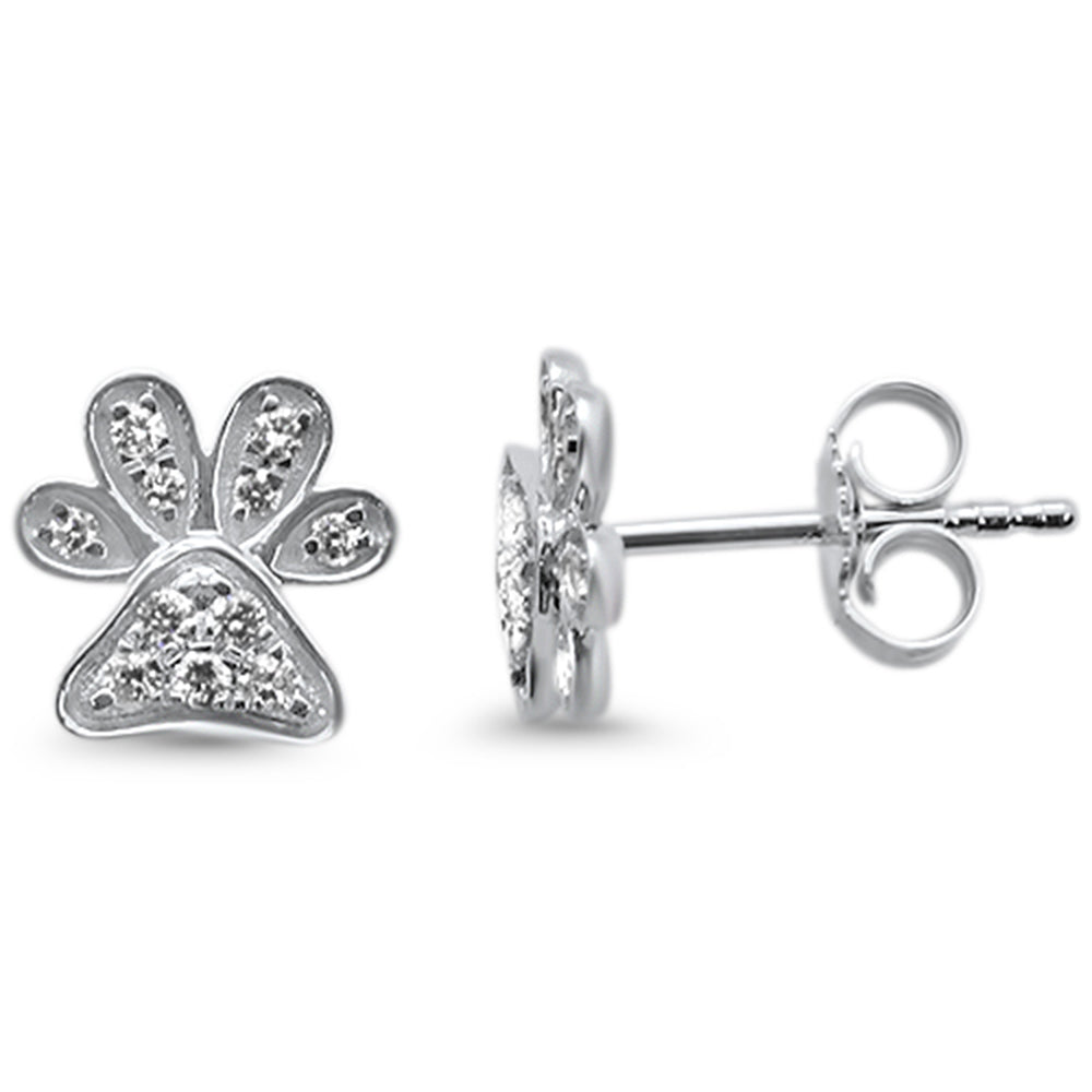 DIAMOND CLOSEOUT! .16ct 14KT White Gold Trendy Paw Print Diamond Stud Earrings