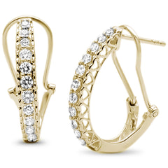 DIAMOND CLOSEOUT!  .50ct F SI 14kt Yellow Gold Diamond J Hoop Huggie Earrings