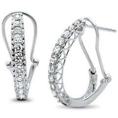 DIAMOND CLOSEOUT!  .50ct F SI 14kt White Gold Diamond J Hoop Huggie Earrings