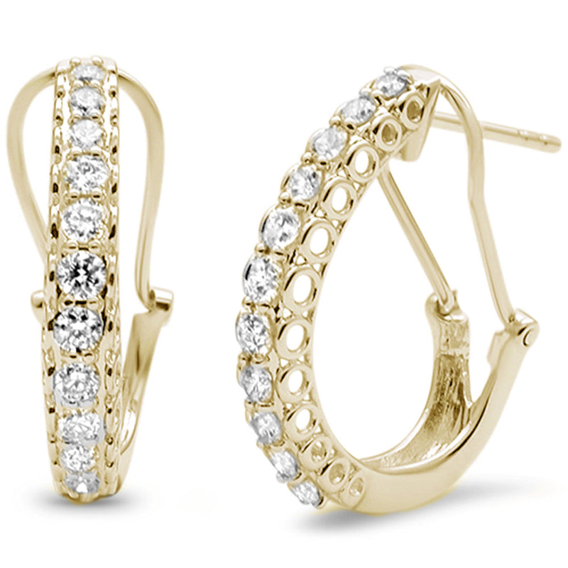 DIAMOND  CLOSEOUT! .98ct F SI 14KT Yellow Gold Diamond J Hoop Huggie Earrings