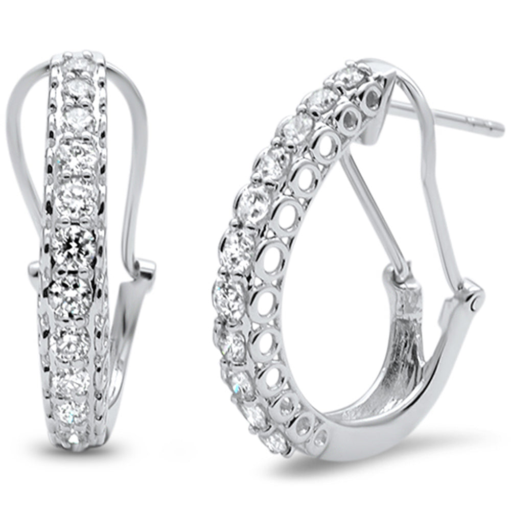 DIAMOND CLOSEOUT! 1.01ct F SI 14kt White Gold Diamond J Hoop Huggie Earrings