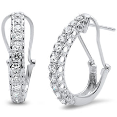 DIAMOND CLOSEOUT! 1.01ct F SI 14kt White Gold Diamond J Hoop Huggie Earrings