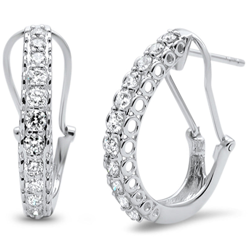 DIAMOND CLOSEOUT! 1.01ct F SI 14kt White Gold Diamond J Hoop Huggie Earrings