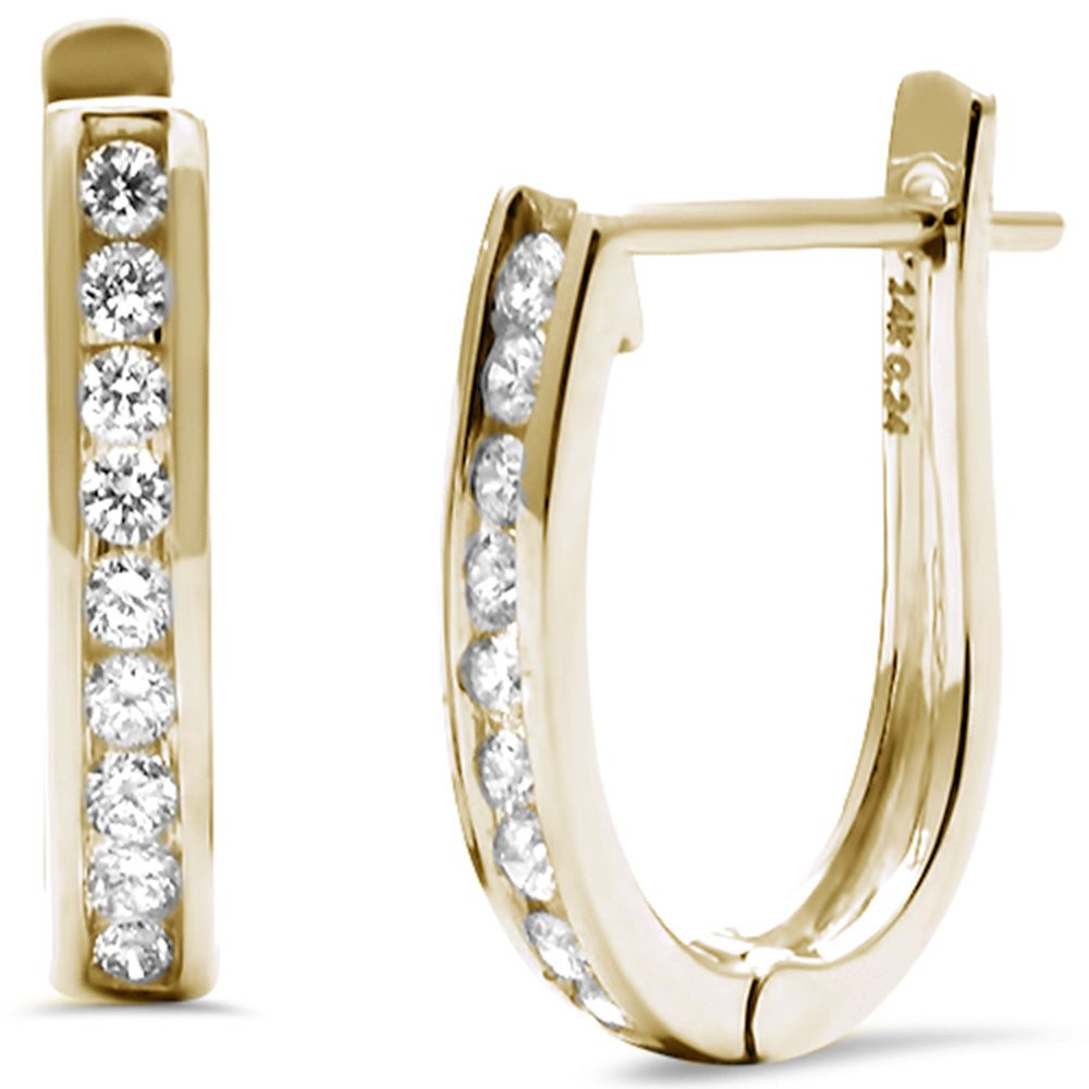 DIAMOND CLOSEOUT! .26ct G SI 14K Yellow Gold Round Diamond J Hoop Earrings
