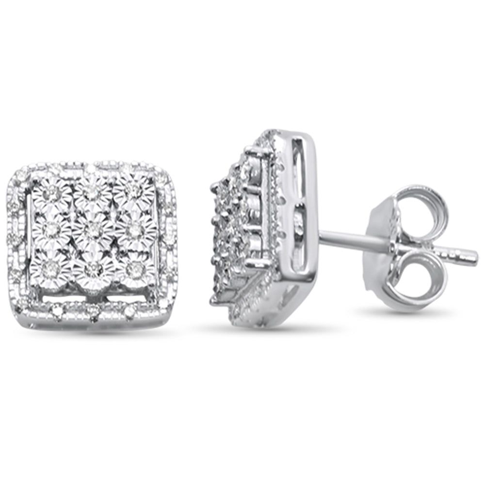 DIAMOND CLOSEOUT! .20ct 10K White Gold Diamond Square Stud Earrings