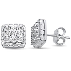DIAMOND CLOSEOUT! .20ct 10K White Gold Diamond Square Stud Earrings