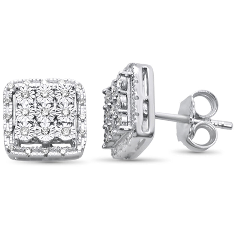 DIAMOND CLOSEOUT! .20ct 10K White Gold Diamond Square Stud Earrings