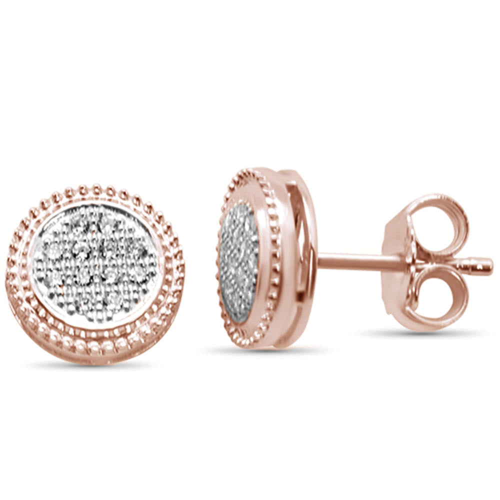 DIAMOND CLOSEOUT! .13ct 10K Rose Gold Diamond Round Stud Earrings