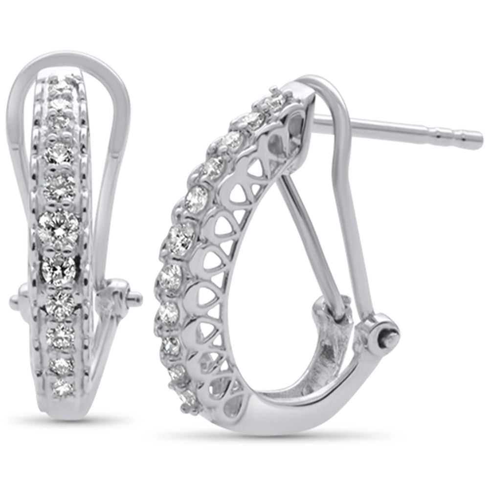 DIAMOND CLOSEOUT! .25ct 14K White Gold Diamond Round J Huggie Hoop Earrings