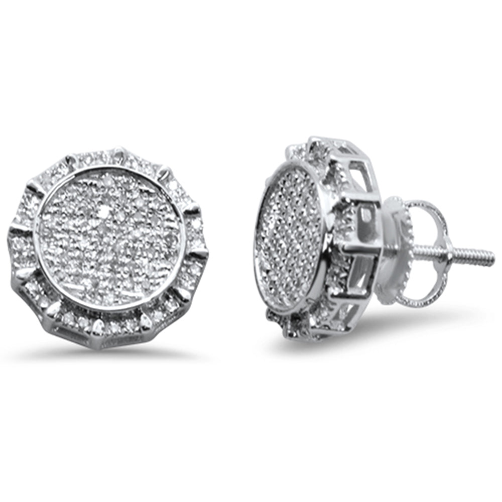 DIAMOND CLOSEOUT! .34ct G SI 10k White Gold Round Micro Pave Diamond Stud Earrings
