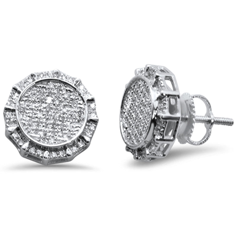 DIAMOND CLOSEOUT! .34ct G SI 10k White Gold Round Micro Pave Diamond Stud Earrings