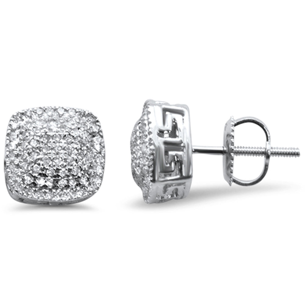 DIAMOND CLOSEOUT! .37ct G SI 10K White Gold Square Micro Pave Diamond Stud Earrings
