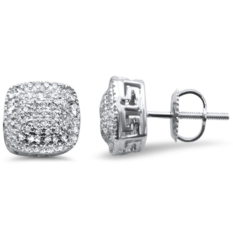 DIAMOND CLOSEOUT! .37ct G SI 10K White Gold Square Micro Pave Diamond Stud Earrings