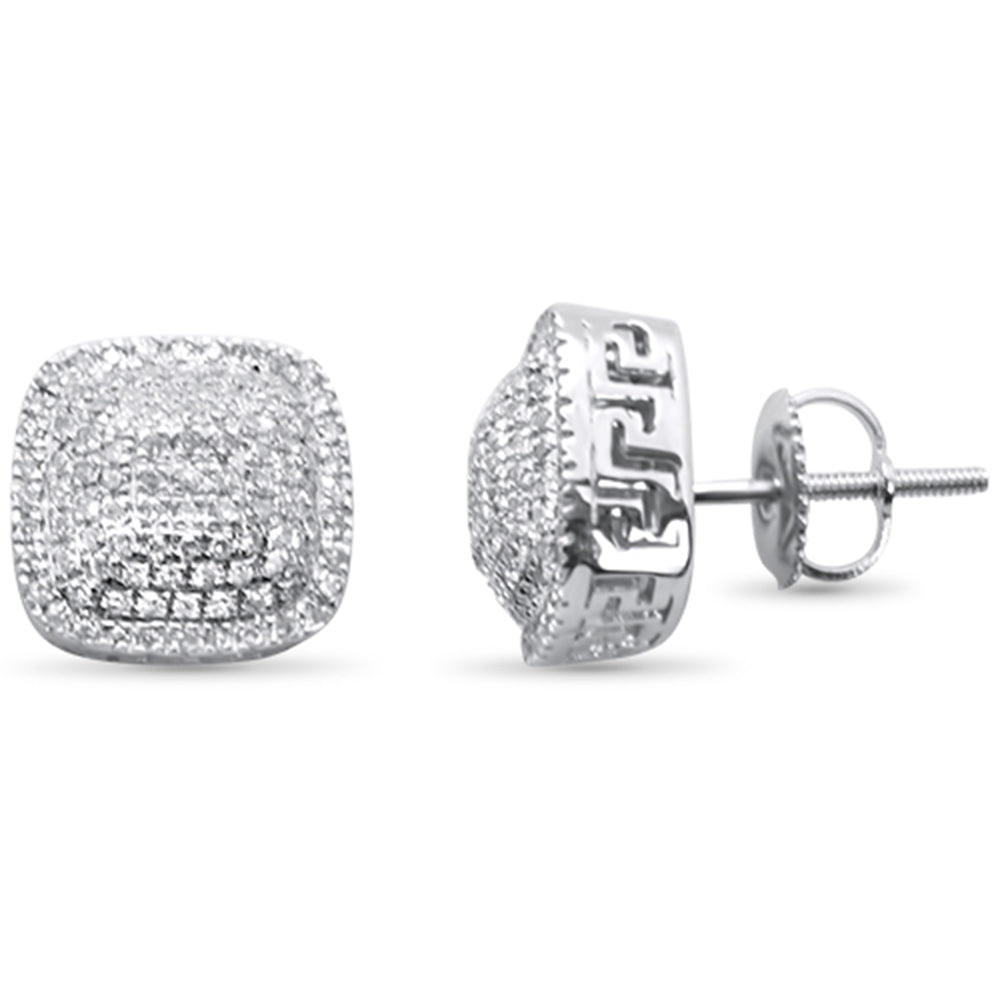 SPECIAL! .49ct G SI 10K White Gold Square Micro Pave Diamond Stud Earrings