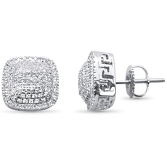 SPECIAL! .49ct G SI 10K White Gold Square Micro Pave Diamond Stud Earrings