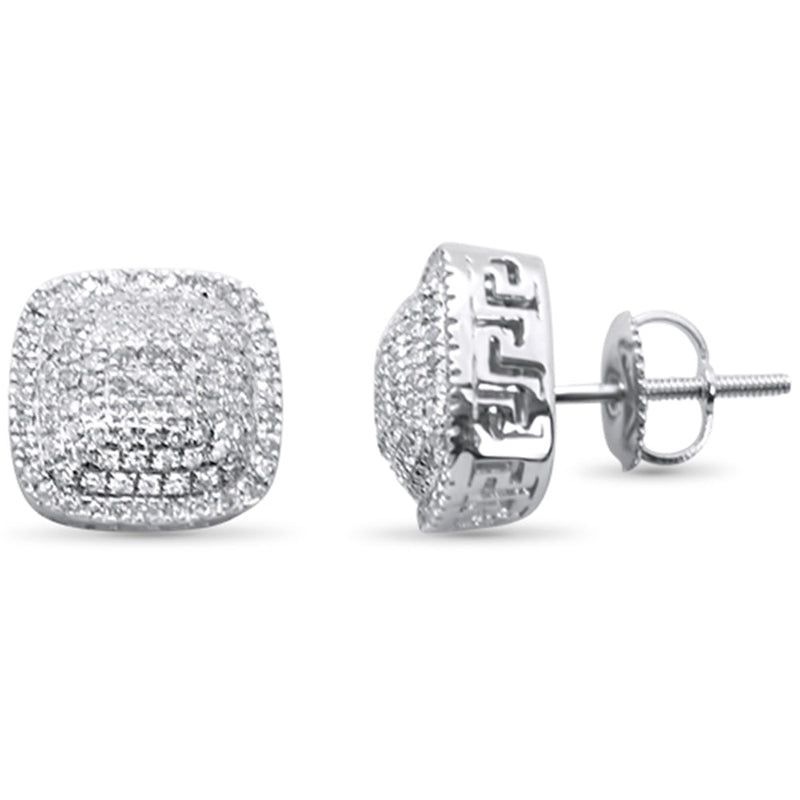 SPECIAL! .49ct G SI 10K White Gold Square Micro Pave Diamond Stud Earrings