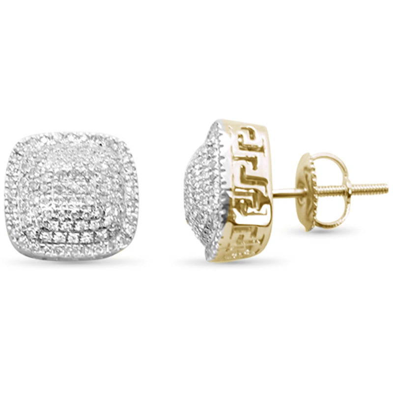 DIAMOND CLOSEOUT! .50ct G SI 10K Yellow Gold Square Micro Pave Diamond Stud Earrings
