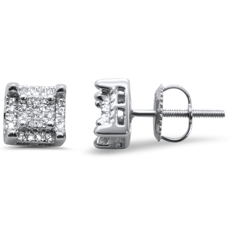 DIAMOND CLOSEOUT!  .15ct G SI 10K White Gold Square Diamond Stud Earrings