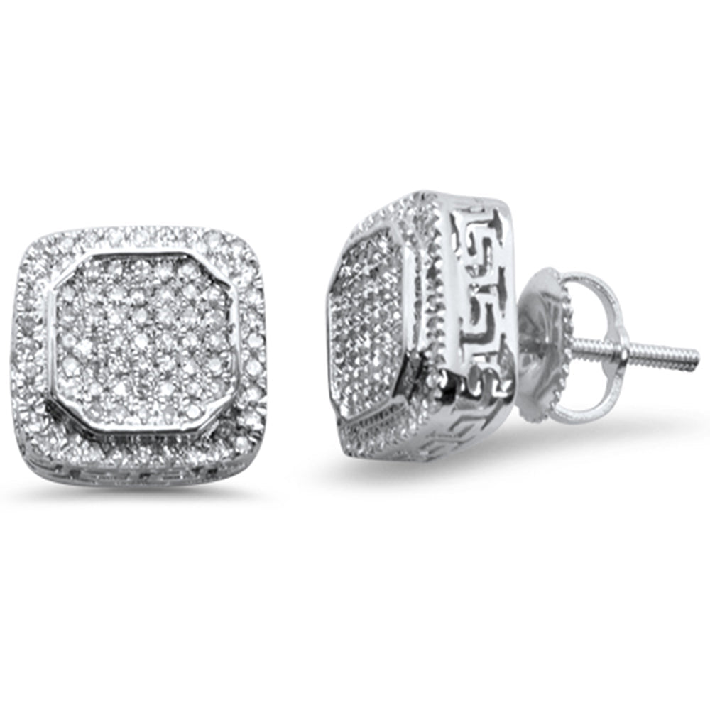 DIAMOND CLOSEOUT! .42ct G SI 10K White Gold Square Micro Pave Diamond Stud Earrings