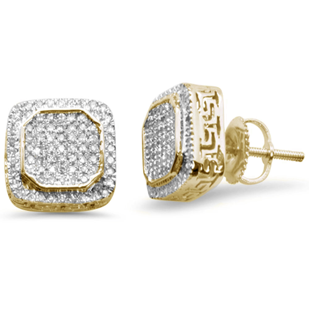 DIAMOND CLOSEOUT! .41ct G SI 10K Yellow Gold Square Micro Pave Diamond Stud Earrings