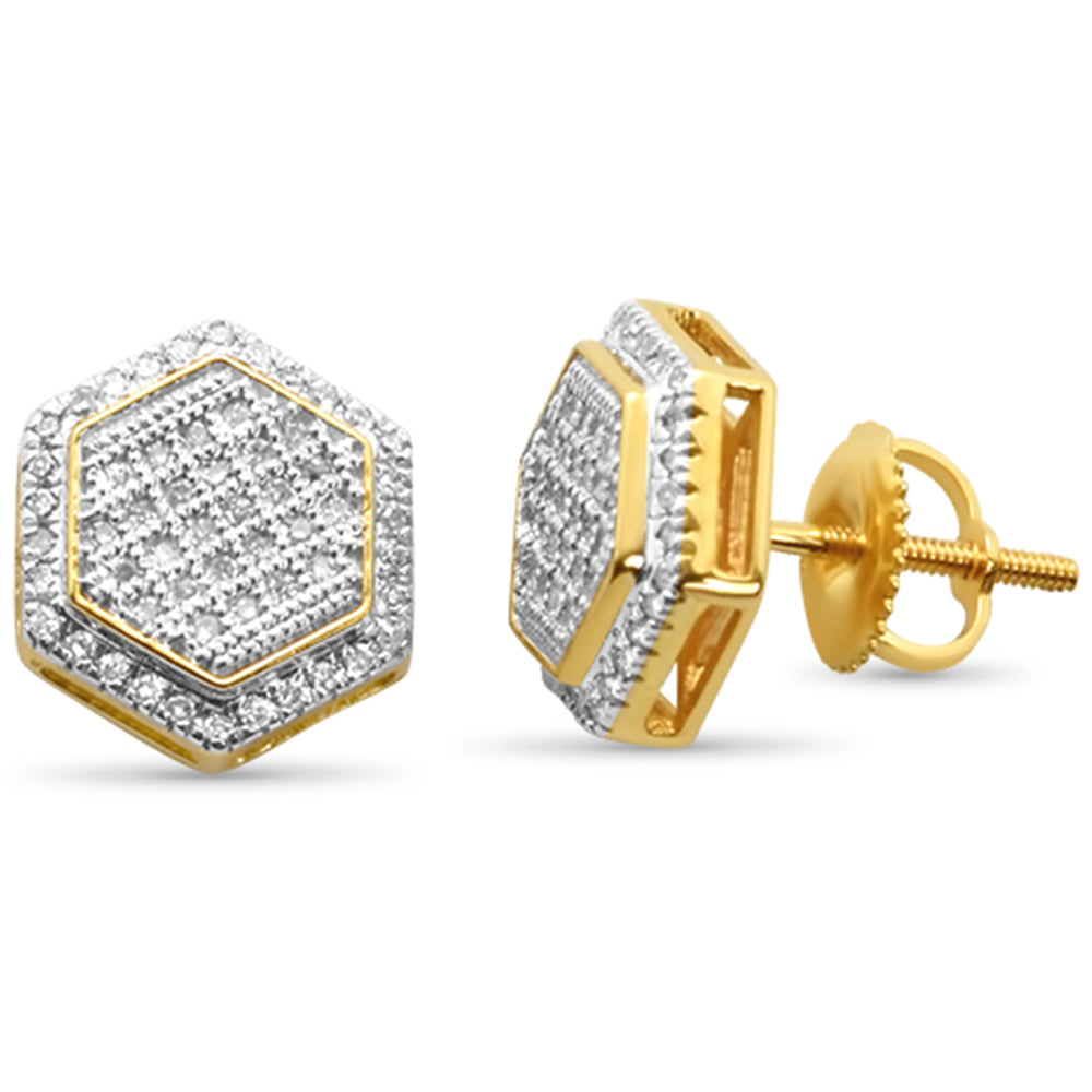 DIAMOND CLOSEOUT! .27ct G SI 10K Yellow Gold Sextagon Shape Micro Pave Diamond Earrings