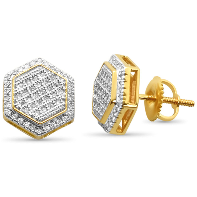DIAMOND CLOSEOUT! .27ct G SI 10K Yellow Gold Sextagon Shape Micro Pave Diamond Earrings