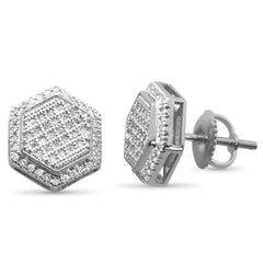 DIAMOND CLOSEOUT! .26ct G SI 10K White Gold Sextagon Shape Diamond Micro Pave Stud Earrings