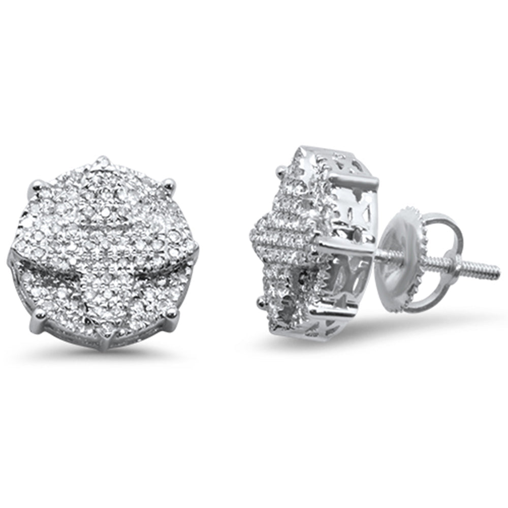 DIAMOND CLOSEOUT! .32ct G SI 10K White Gold Raised Clover Diamond Micro Pave Stud Earrings