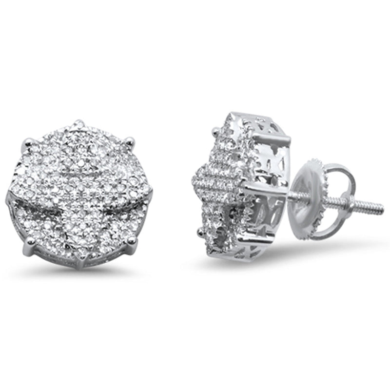 DIAMOND CLOSEOUT! .32ct G SI 10K White Gold Raised Clover Diamond Micro Pave Stud Earrings