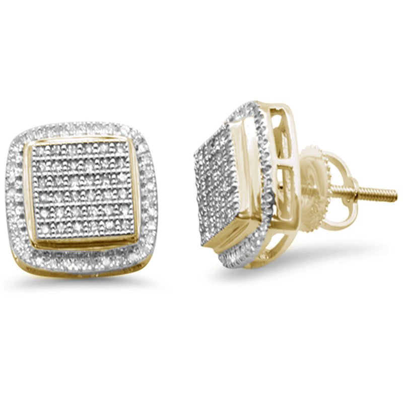 DIAMOND CLOSEOUT! .32ct G SI 10K Yellow Gold Square Shape Diamond Micro Pave Stud Earrings