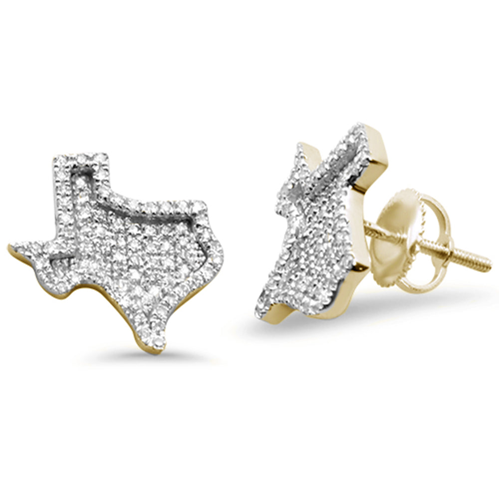 DIAMOND CLOSEOUT! .32ct G SI 10K Yellow Gold "Texas" Shape Diamond Micro Pave Stud Earrings