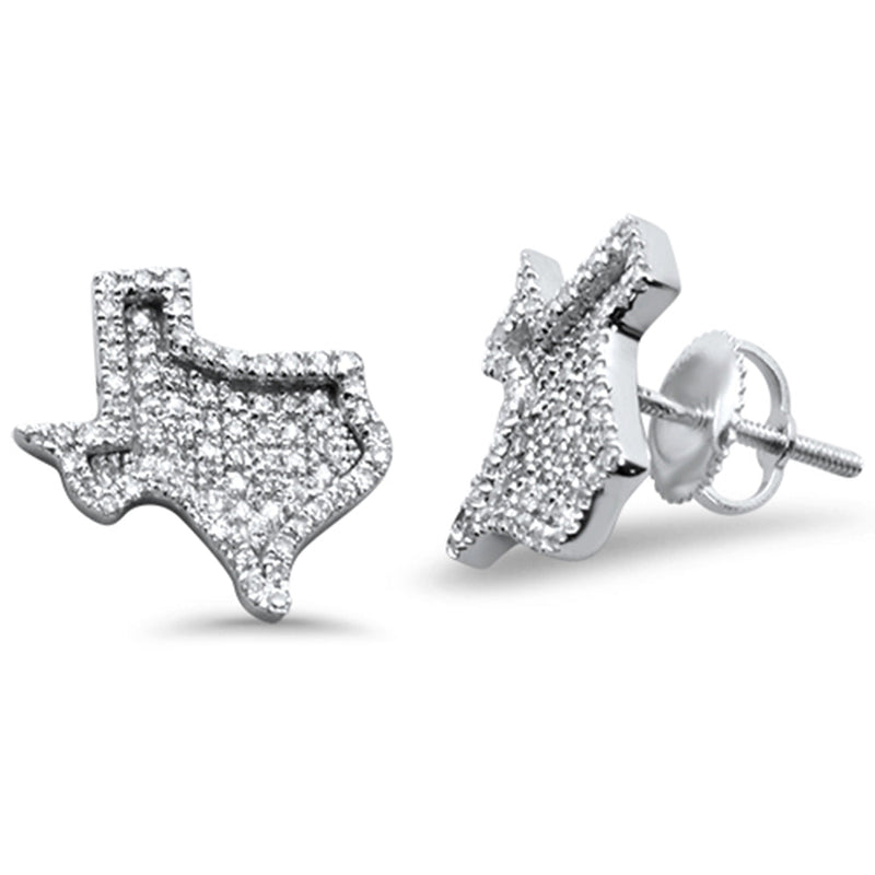 DIAMOND CLOSEOUT! .34ct G SI 10K White Gold Texas Shape Diamond Micro Pave Stud Earrings