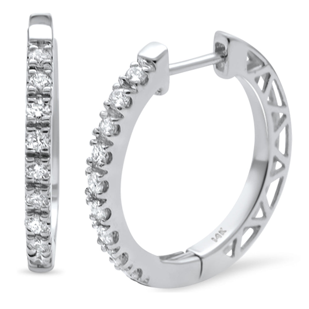 DIAMOND CLOSEOUT! .27ct 14K White Gold Diamond Hoop Huggie Earrings