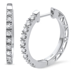 DIAMOND CLOSEOUT! .27ct 14K White Gold Diamond Hoop Huggie Earrings