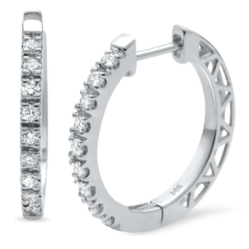 DIAMOND CLOSEOUT! .27ct 14K White Gold Diamond Hoop Huggie Earrings