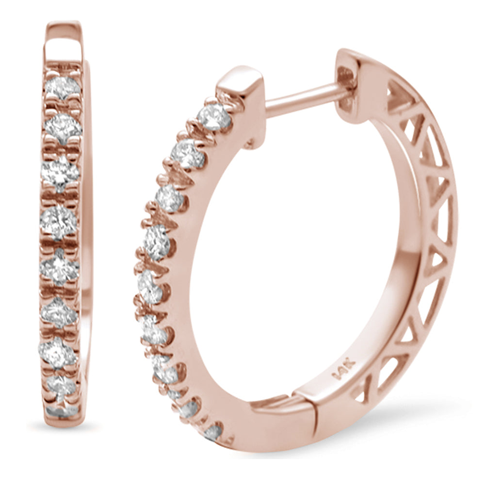 DIAMOND CLOSEOUT! .25ct F SI 14K Rose Gold Diamond Hoop Huggie Earrings