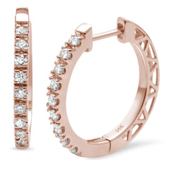DIAMOND CLOSEOUT! .25ct F SI 14K Rose Gold Diamond Hoop Huggie Earrings