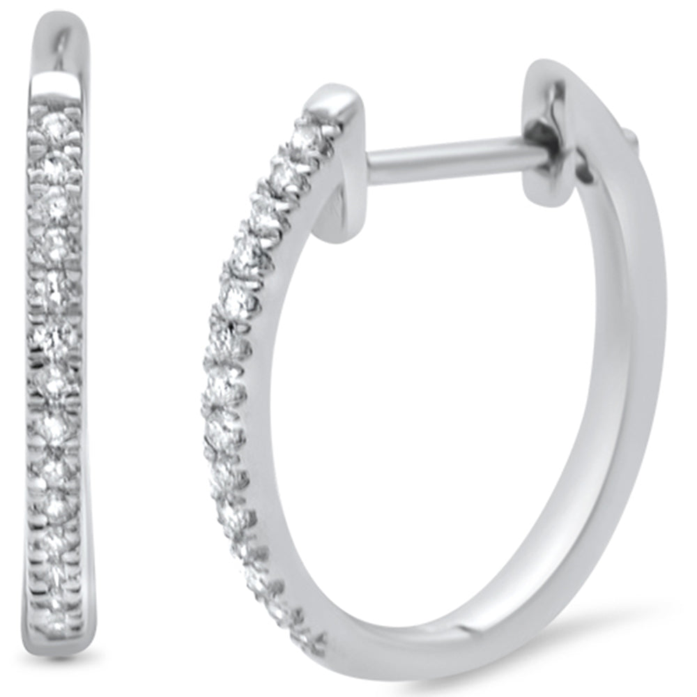 DIAMOND CLOSEOUT! .12ct 14K White Gold Diamond Hoop Huggie Earrings