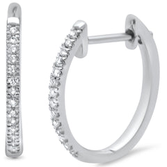 DIAMOND CLOSEOUT! .12ct 14K White Gold Diamond Hoop Huggie Earrings