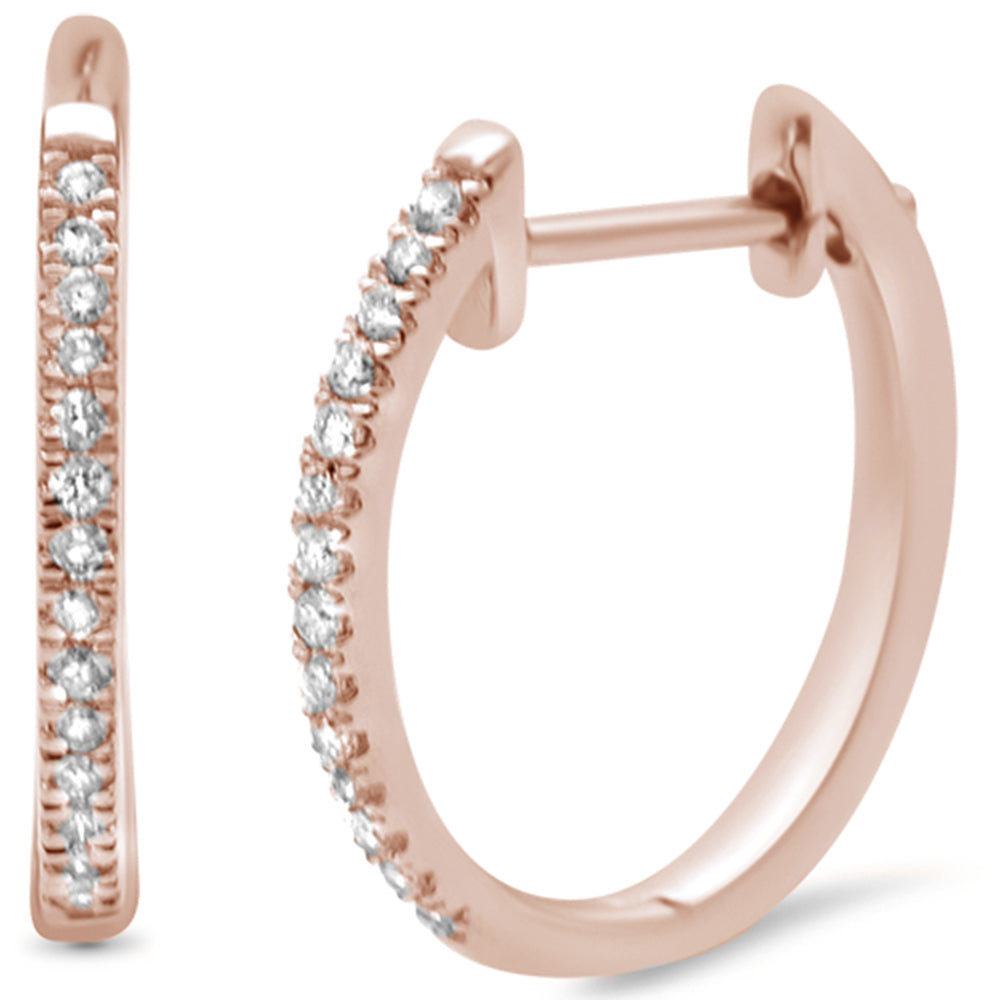 DIAMOND CLOSEOUT! .12ct 14K Rose Gold Diamond Hoop Huggie Earrings