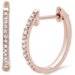 DIAMOND CLOSEOUT! .12ct 14K Rose Gold Diamond Hoop Huggie Earrings