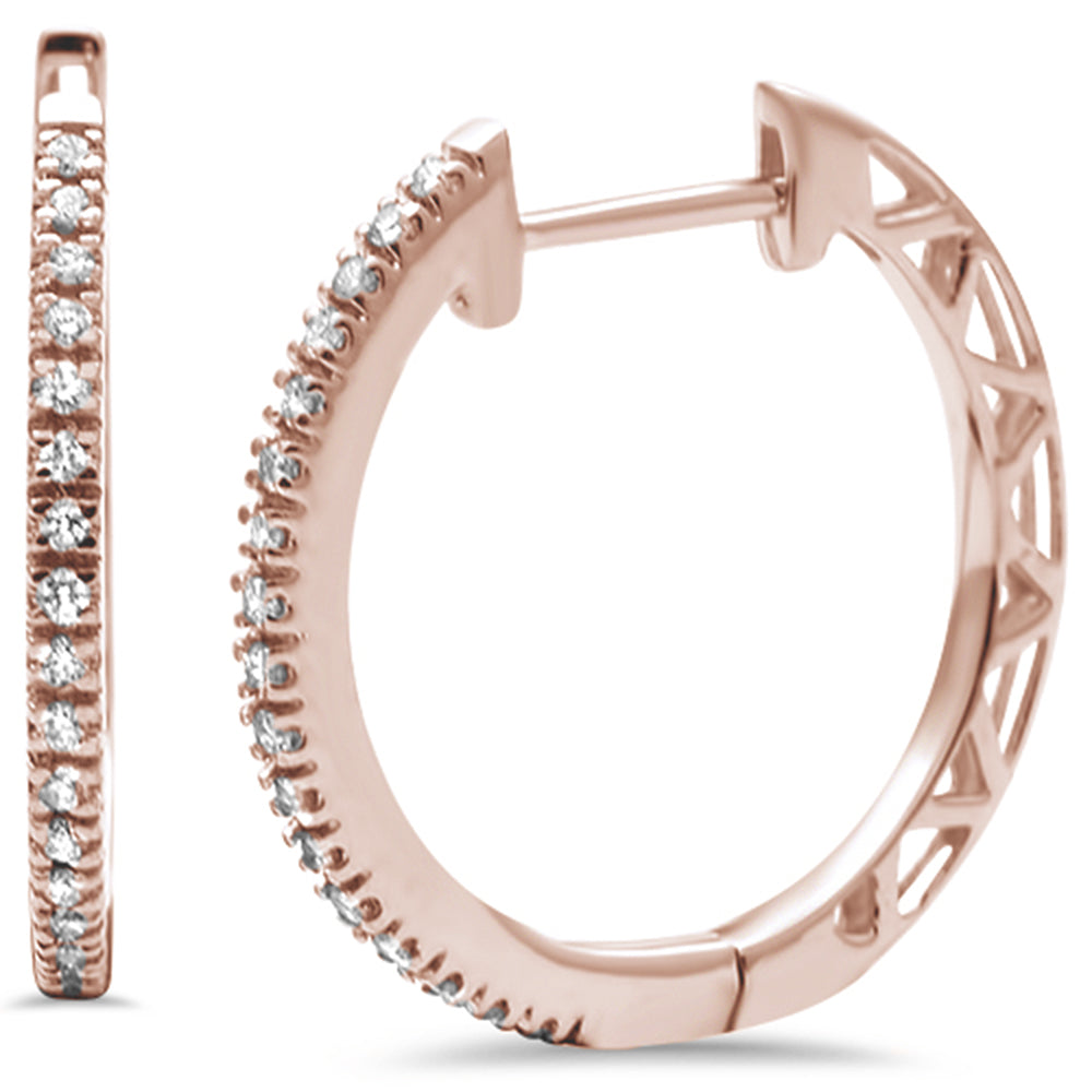 DIAMOND CLOSEOUT! .10ct 14K Rose Gold Diamond Hoop Huggie Earrings