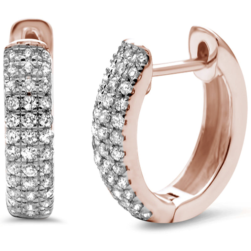 DIAMOND CLOSEOUT! .25ct 14K Rose Gold Diamond Hoop Huggie Earrings