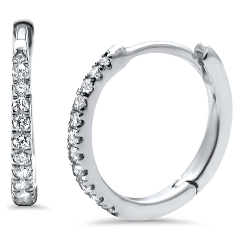 DIAMOND CLOSEOUT! .11ct 14K White Gold Diamond Hoop Huggie Earrings